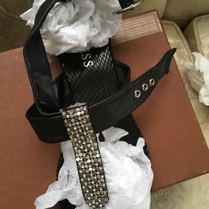 COPY - New Guess thong Leather black Sparkle Sand…